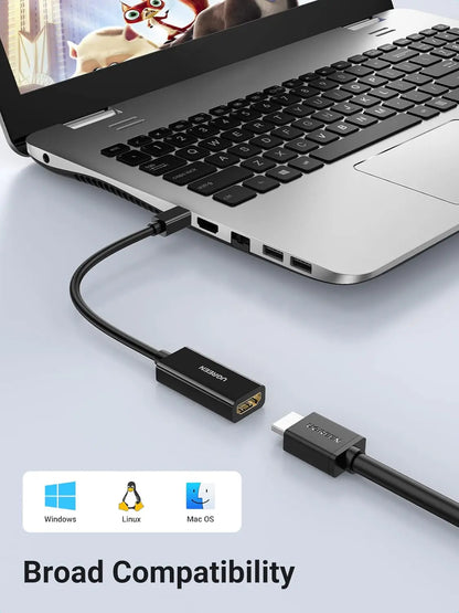 UGREEN Mini DisplayPort To HDMI Converter 4K Black | Supports 3840×2160 @30Hz | Audio Video Sync | Gold-Plated | For MacBook Surface ThinkPad Zenbook Intel NUC