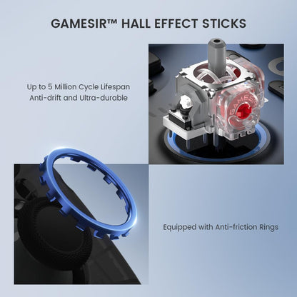 GameSir Super Nova Wireless Gaming Controller for PC/Switch/Switch 2/iOS/Android, Hall Effect Stick, RGB Lighting - Blue