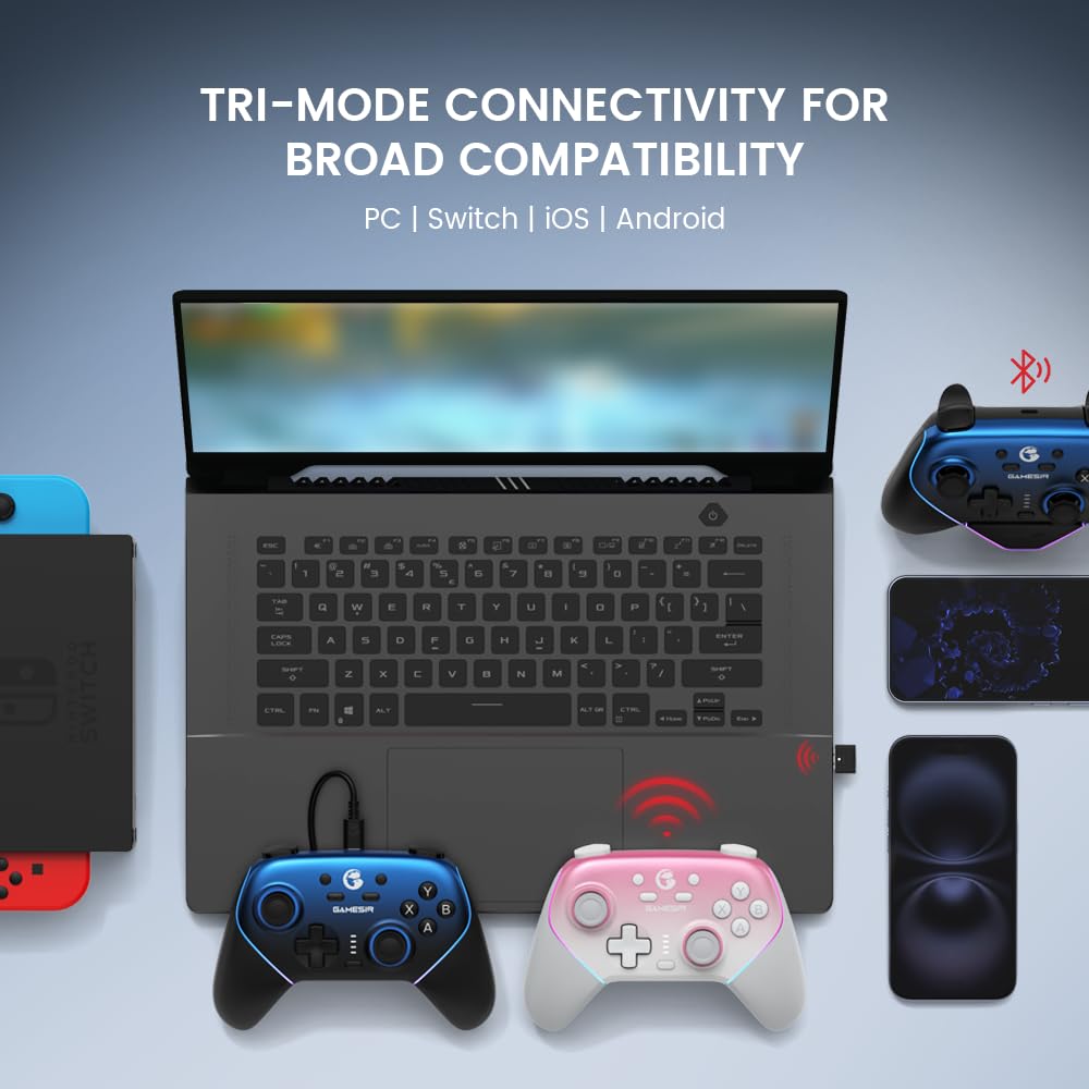 GameSir Super Nova Wireless Gaming Controller for PC/Switch/Switch 2/iOS/Android, Hall Effect Stick, RGB Lighting - Blue