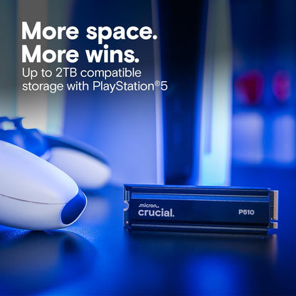 Crucial P510 PCIe Gen5 NVMe 1TB SSD with Heatsink, Up to 11,000MB/s, TLC NAND -  PC | PS5