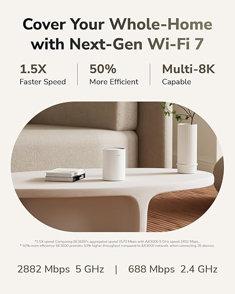 Cudy BE3600 Gigabit Mesh Wi-Fi 7 System With Dual-Band 3.6Gbps Speed, Quad-Core CPU, MLO, 3× Gigabit Ports, VPN, App Control, 200 Devices | M3600 ~ 2-Pack