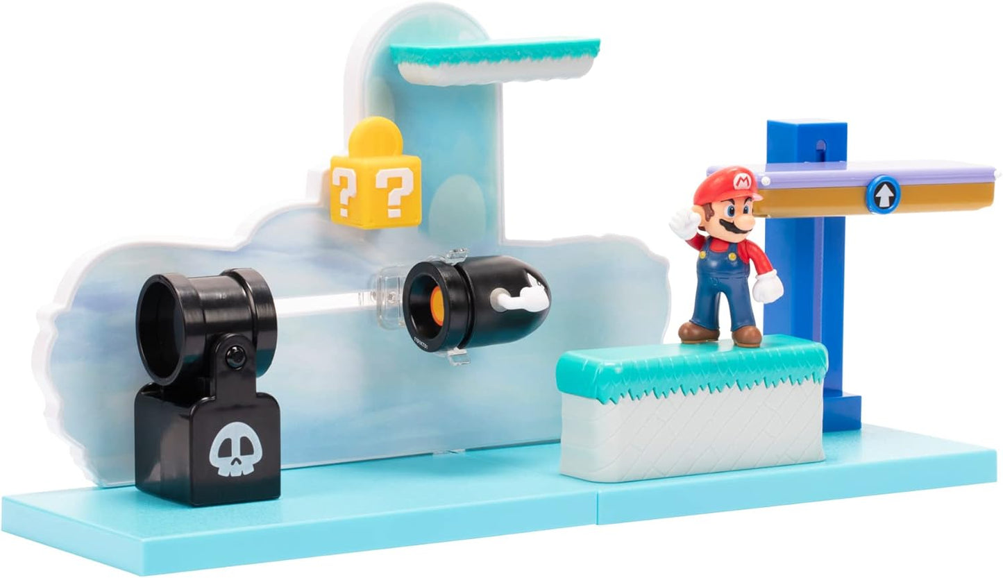 Super Mario Nintendo 2.5" Action Figure Switchback Hill Playset with 3 Interactive Interchangeable Pieces