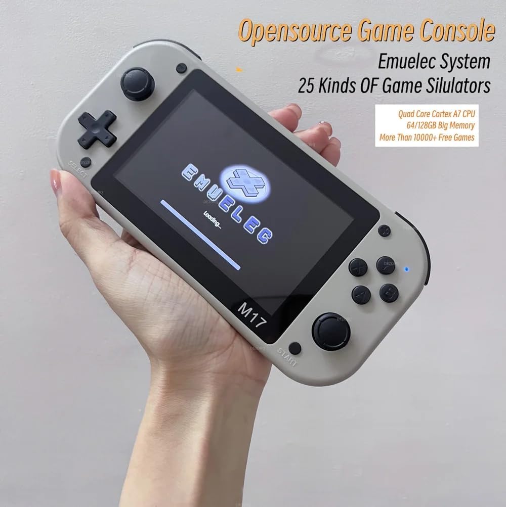 Retro M17 Handheld Game Console Built-in 10000 Games, 4.3-Inch IPS Screen , Cortex-A7 CPU, Linux/Emelec, 3D Joystick - Silver