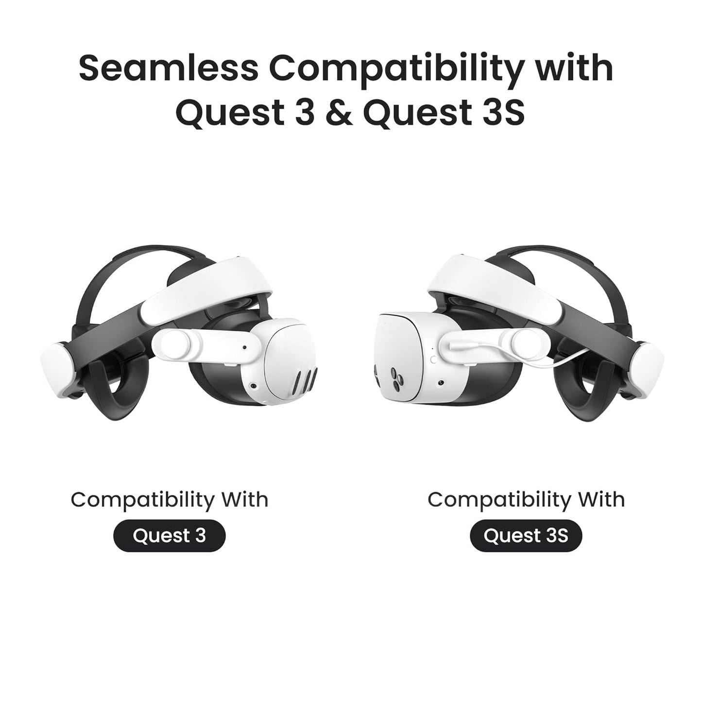 KIWI design H4 Boost Comfort Battery Head Strap Accessories for Meta/Oculus Quest 3/3S, Dual Fast Charge the VR Headset and Battery Strap in 2.5h, Halo Strap Reduce Facial Pressure