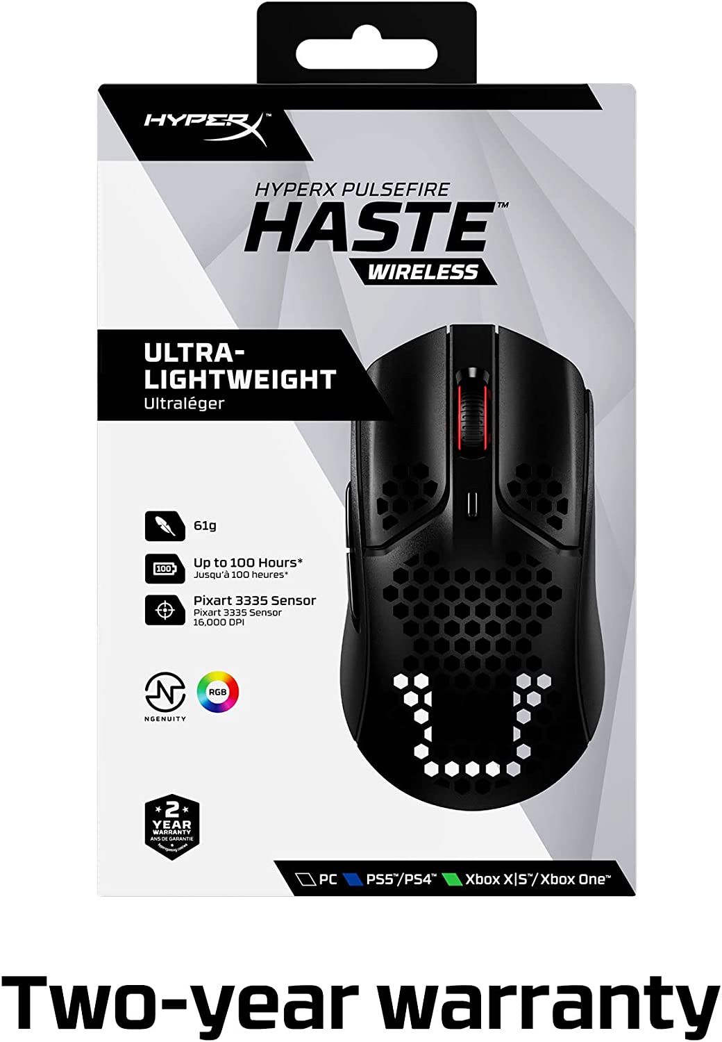 HyperX Pulsefire Haste – Wireless Ultra-Lightweight Gaming Mouse 100 Hour Battery Life