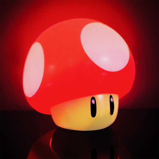 Super Mario Bros Mushroom Light with Sound, Nintendo Collectable Light Up Figure - Red