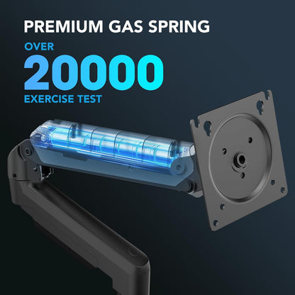 KOORUI KR20Y Monitor PC Monitor Mount for Flat and Curved Screens from 17" to 32", Ergonomic Gas Spring Arm, Height, Tilt, Swivel, Increased Load Capacity from 2 to 9kg, VESA 75&100mm