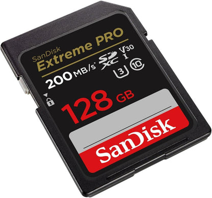 بطاقة ذاكرة SanDisk Extreme PRO UHS-I SDXC بسعة 128 جيجابايت (200 ميجابايت/ثانية)