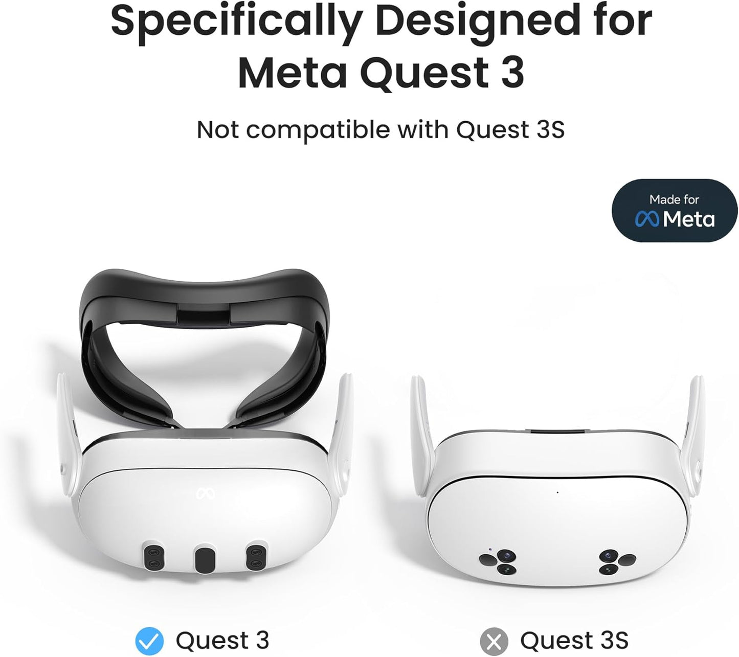 KIWI design F3 Silicone Facial Interface Compatible with Meta/Oculus Quest 3, Sweatproof VR Face Cover Accessories, Not for Quest 3S