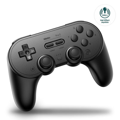 8BitDo Pro 2 Bluetooth Controller for Switch/Switch 2, Hall Effect Joysticks, 2 Pro Back Paddle Buttons, Wireless Gaming Controller for Switch, PC, Android, and Steam Deck & Apple - Gray | Black