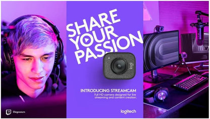 Logitech for Creators StreamCam Plus Webcam for Streaming and Content Creation, Full HD 1080p 60 fps, Glass Lens, Smart Auto-Focus, for PC/Mac – Graphite