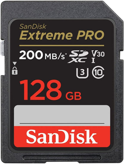 بطاقة ذاكرة SanDisk Extreme PRO UHS-I SDXC بسعة 128 جيجابايت (200 ميجابايت/ثانية)