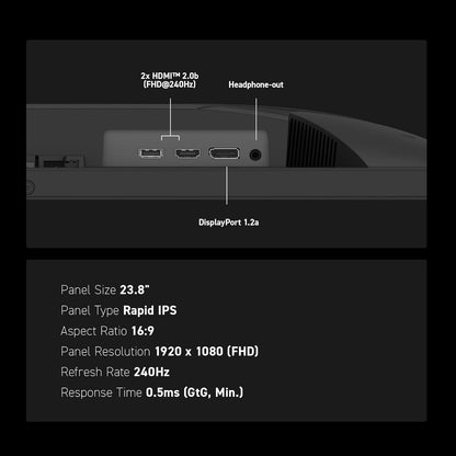 MAG 245F X24 24-inch 1920 x 1080 (FHD) Gaming Monitor, 240Hz, AMD FreeSync Premium, HDR Ready