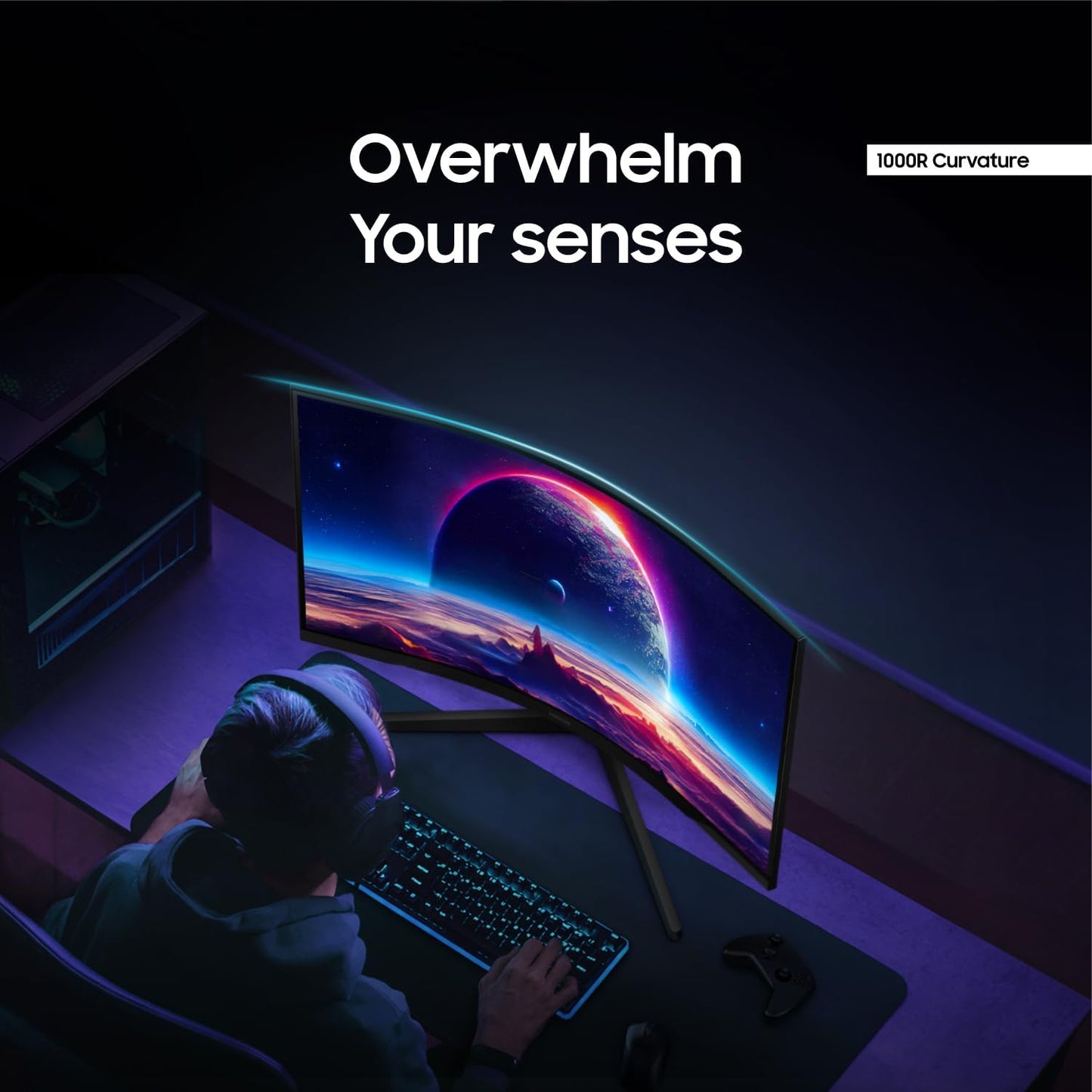 SAMSUNG 32” Odyssey G55C Series QHD 1000R Curved Gaming Monitor, 1ms(MPRT) AMD Radeon FreeSync LS32CG550ENXZA