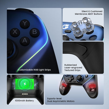 GameSir Super Nova Wireless Gaming Controller for PC/Switch/Switch 2/iOS/Android, Hall Effect Stick, RGB Lighting - Blue