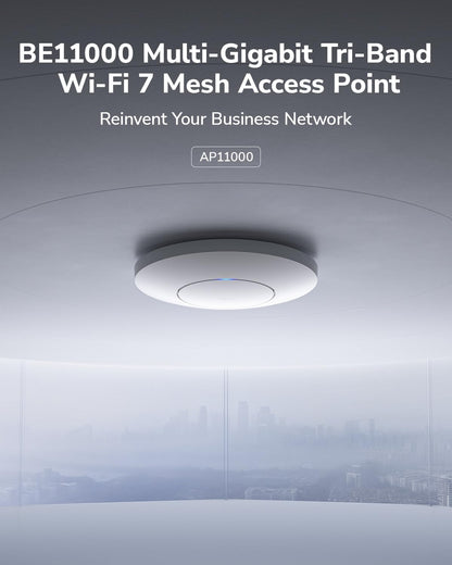 Cudy BE11000 Tri-Band Wi-Fi 7 Wireless Access Point, WiFi AP, 1 x 10GB SFP+ Port, 2.5G PoE-in, Cudy APP Control and Mesh, PoE/DC Powered, AP11000