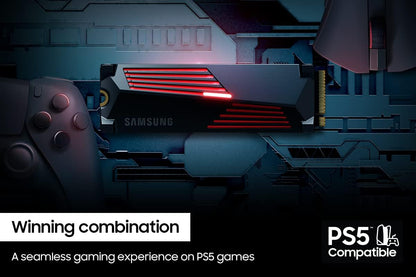 SAMSUNG 990 PRO w/ Heatsink SSD 2TB, PCIe Gen4 M.2 2280 Internal Solid State Hard Drive, Seq. Read Speeds Up To 7,450MB/s for High End Computing, Compatible w/ PS5