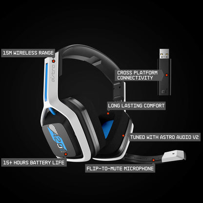 ASTRO A20 Gaming Wireless Headset Gen 2 - White/Blue