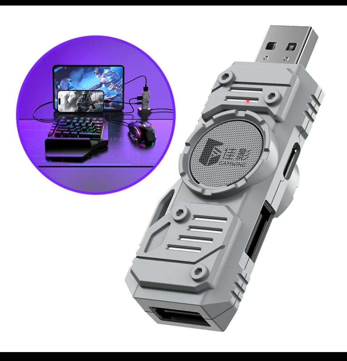 5 in 1 Mobile Game Combo Pack with RGB Mini Gaming Keyboard & Mouse with Side Button & Mobile Holder,Gaming Adapter with Mobile Game Converter for Android & iOS (NO APP Require)