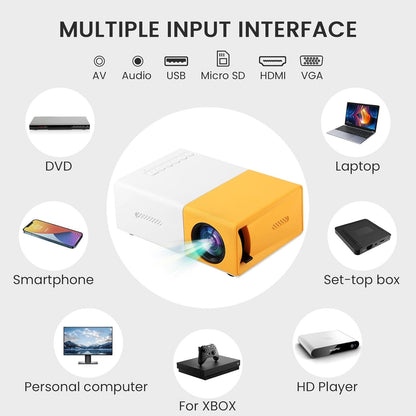 YG300 Portable Projector Multimedia Full HD 1080P Home Theater Movie Projector Compatible with iOS Android Smartphone Tablet Laptop PS4 TV Stick DVD HDMI AV USB