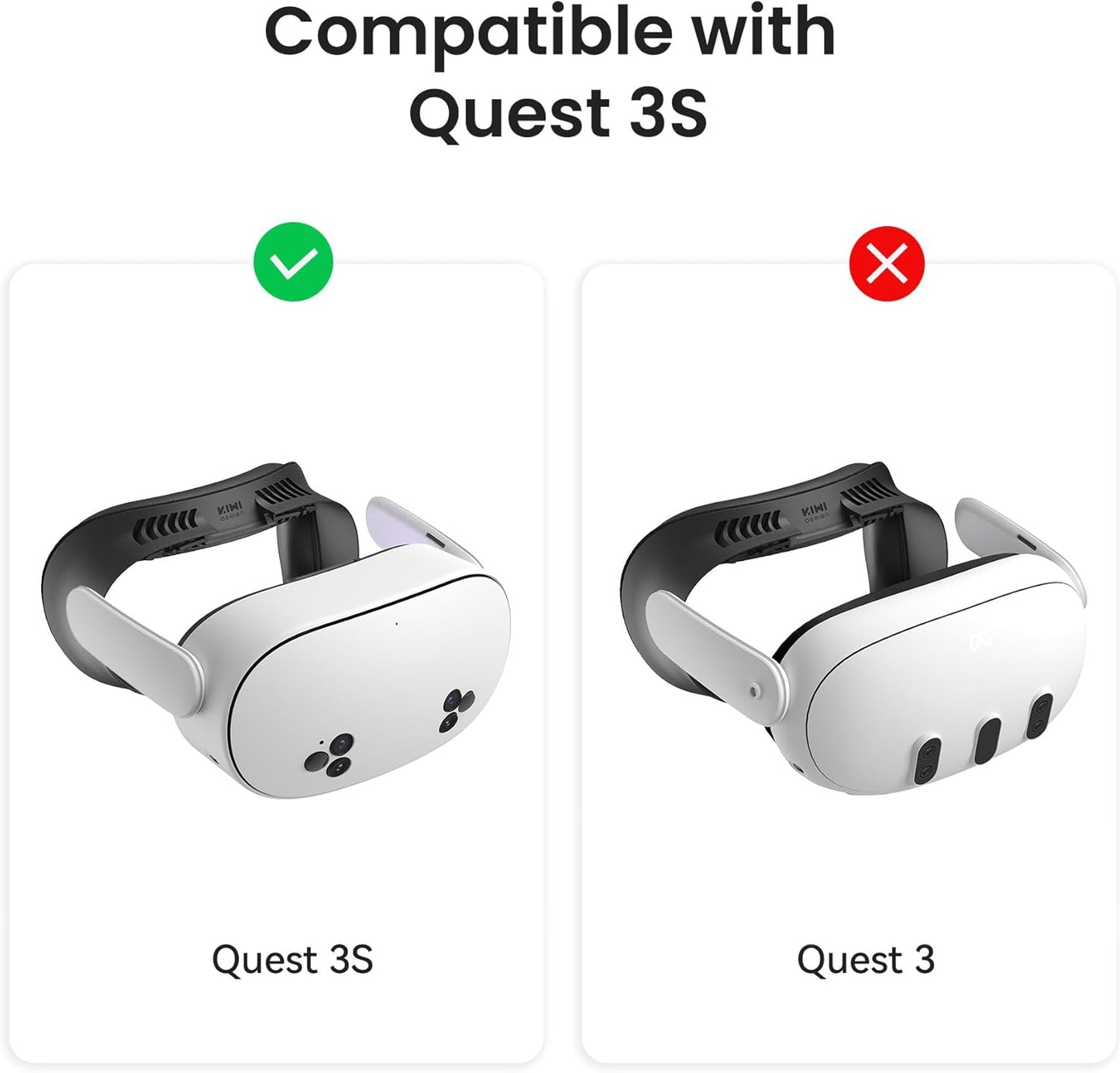 KIWI design V4 Facial Interface, 2 Face Pads Compatible with Oculus/Meta Quest 3S, Accessories for Quest 3S, NOT Compatible with Meta Quest 3