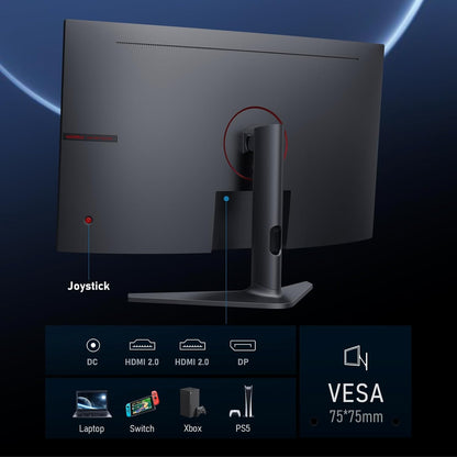 KOORUI 32E6QC 32 inch Curved Gaming Monitor - QHD (2560 x 1440) 2K Display, 170Hz 144Hz Monitor, 1500R Curvature, 1ms, HDR10, Adaptive Sync, Tilt Adjustable