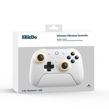 8Bitdo Ultimate 2 Wireless Controller TMR Joysticks, Hall/Tactile Triggers with Charging Dock - PC | Apple | Steam | Android