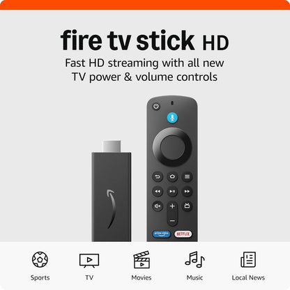 Amazon Fire TV Stick HD (newest model), Alexa Voice Remote, smart home controls, HD streaming