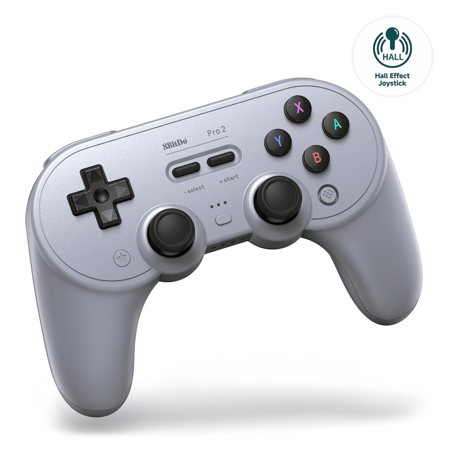 8BitDo Pro 2 Bluetooth Controller for Switch/Switch 2, Hall Effect Joysticks, 2 Pro Back Paddle Buttons, Wireless Gaming Controller for Switch, PC, Android, and Steam Deck & Apple - Gray | Black