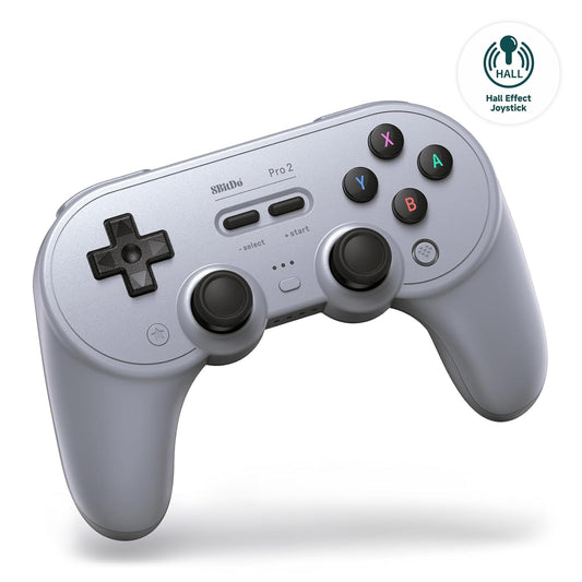 8BitDo Pro 2 Bluetooth Controller for Switch/Switch 2, Hall Effect Joysticks, 2 Pro Back Paddle Buttons, Wireless Gaming Controller for Switch, PC, Android, and Steam Deck & Apple - Gray | Black