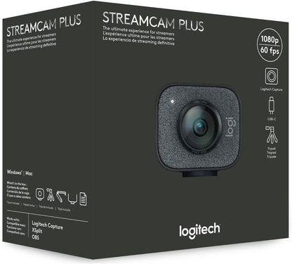 Logitech for Creators StreamCam Plus Webcam for Streaming and Content Creation, Full HD 1080p 60 fps, Glass Lens, Smart Auto-Focus, for PC/Mac – Graphite