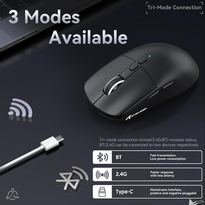 ATTACK SHARK X6 Lightweight Wireless Gaming Mouse with RGB Backlight Charging Base,Tri-Mode - Black