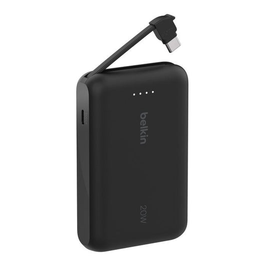 Belkin BOOSTCHARGE 10K Power Bank with Integrated USB-C Cable - Black