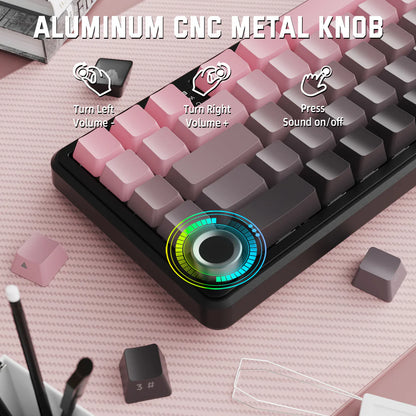 ATTACK SHARK X66 60% Wireless Gasket Mechanical Keyboard With Volume Knob, Tri-Mode BT/2.4G/USB-C, Hot-Swappable Strawberry Switches, RGB PBT Keycaps - Blackberry