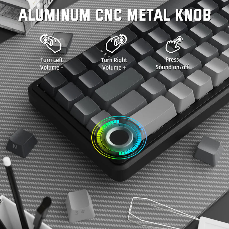 Attack Shark X66 Mechanical Keyboard – 66 Keys, Tri-Mode Wireless, Strawberry Switches, RGB, Gasket Mount, Hot-Swappable, PBT Keycaps -MOONLIGHT