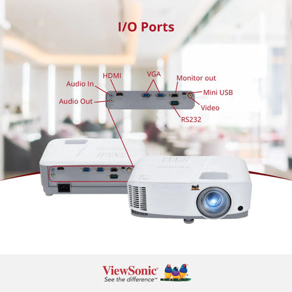 ViewSonic SP3 4,800 ANSI Lumens SVGA Business Projector, 22,000:1 Contrast, Auto Power Off, SuperColor™ Technology, Vertical Keystone, 5 Color Modes, 15,000-Hour Lamp Life