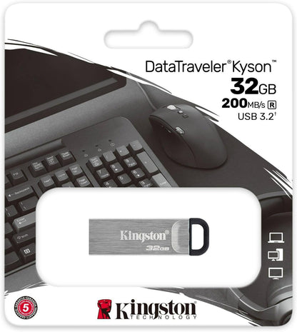 Kingston DataTraveler Kyson High Performance USB 3.2 Metal Flash Drive | Speeds up to 200MB/s -  32GB | 64GB | 128GB