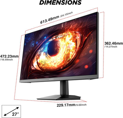 KOORUI Gaming Monitor, 27" 200Hz Fast IPS, FHD HDR400 Display Computer Monitor, 1ms PC Screen, 90% DCI-P3, Adaptive Sync, 75x75 mm VESA Mountable