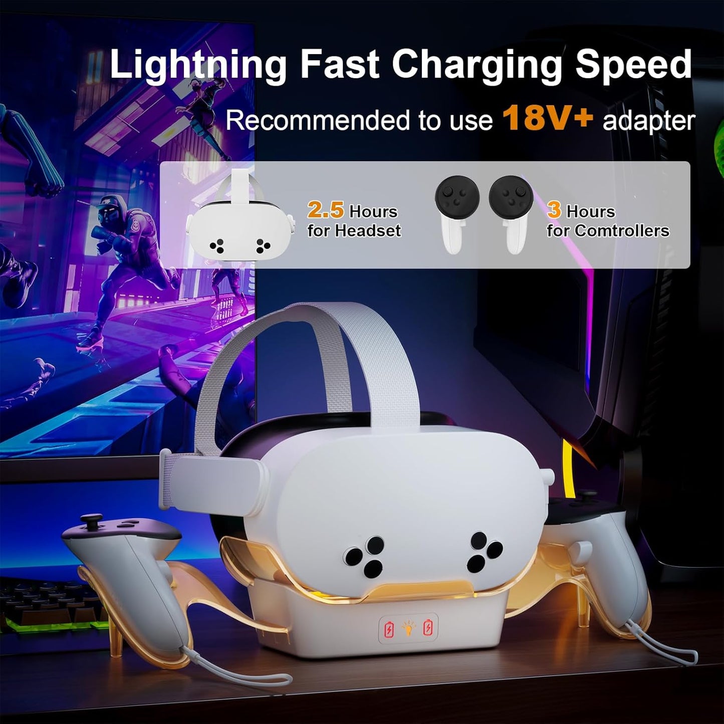 DOBE Charging Station with Rechargeable Batteries & LED Light Meta Quest 3 | Meta Quest 3S