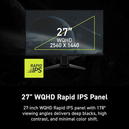 MSI MAG 275QF E20 Gaming Monitor 27" 2560 x 1440 (WQHD), 200Hz, AMD Adaptive Sync, HDR-Ready, HDMI, VGA port, VESA mount, Tilt