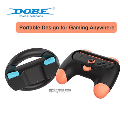 DOBE Game Accessories Bundle - 4 in 1 Controller Grips & Steering Wheels - Black