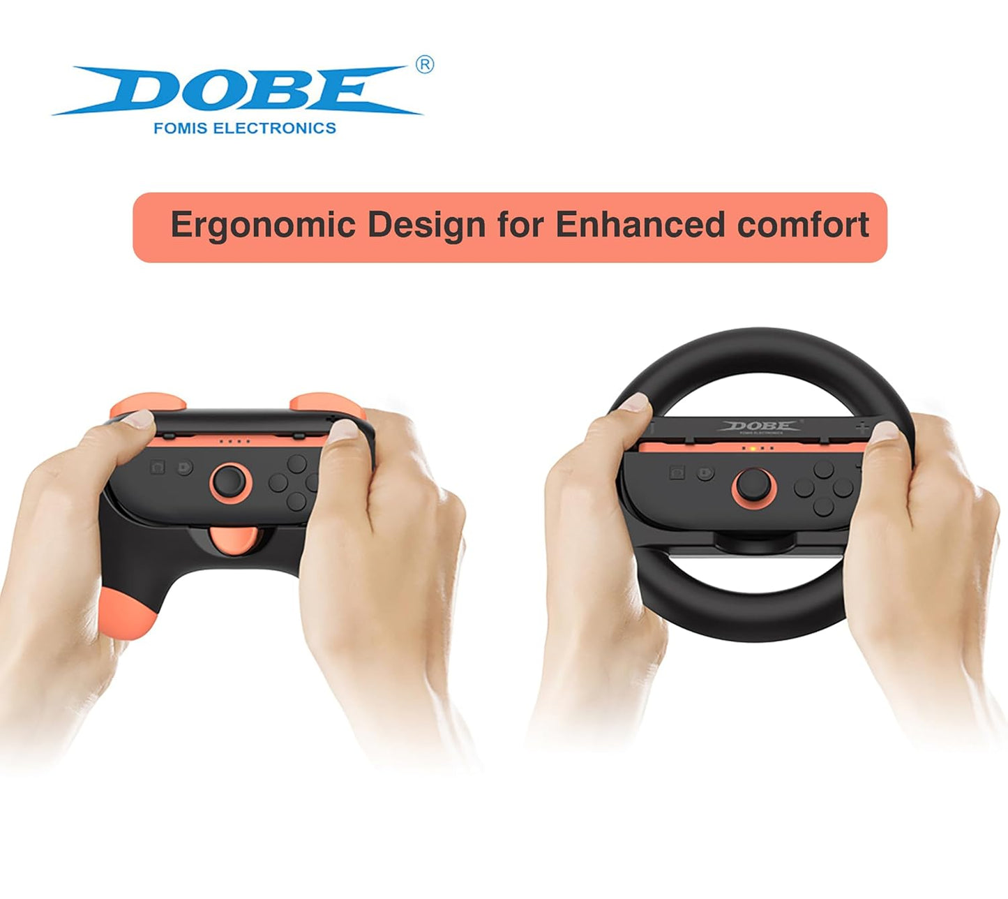 DOBE Game Accessories Bundle - 4 in 1 Controller Grips & Steering Wheels - Black