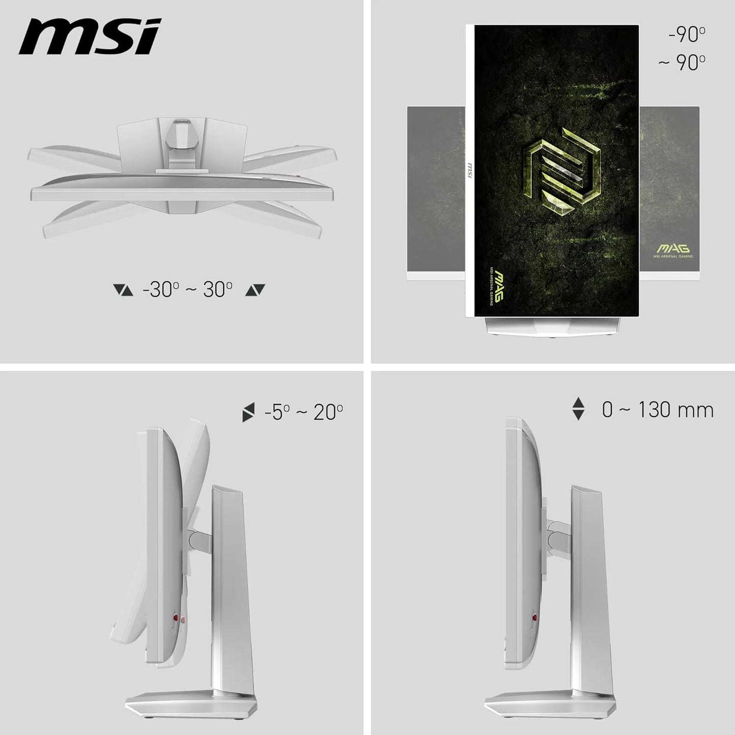 MSI MAG 274QRFW E20 27-Inch Gaming Monitor, 2560x1440, WQHD Rapid IPS, 200Hz, 0.5ms, DisplayHDR 400, Eye care, AI vision, HDMI 2.0b, DP 1.4a, Frame-less, Vesa Mount, White