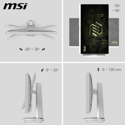 MSI MAG 274QRFW E20 27-Inch Gaming Monitor, 2560x1440, WQHD Rapid IPS, 200Hz, 0.5ms, DisplayHDR 400, Eye care, AI vision, HDMI 2.0b, DP 1.4a, Frame-less, Vesa Mount, White