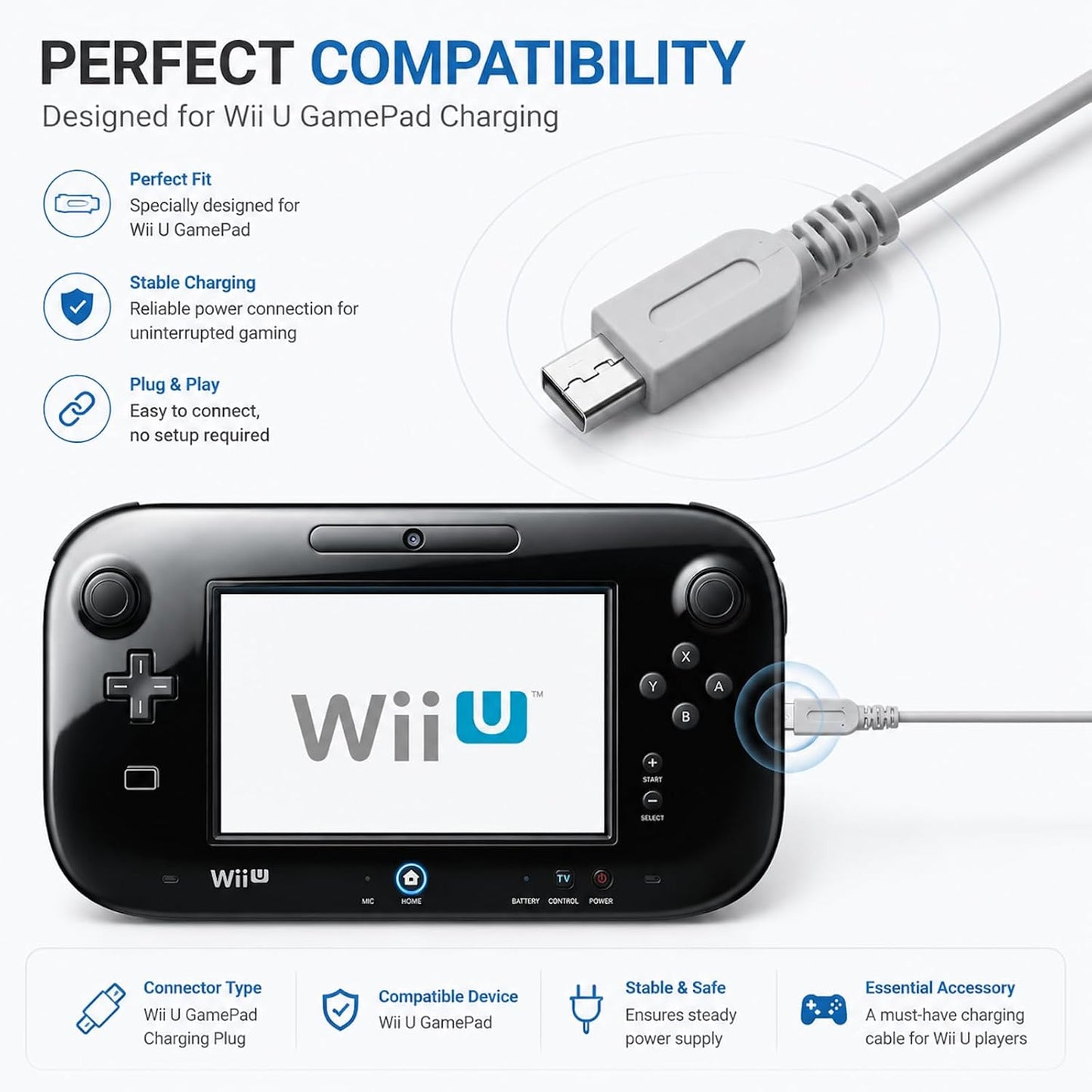 Wii U Gamepad, AC Adapter Charger