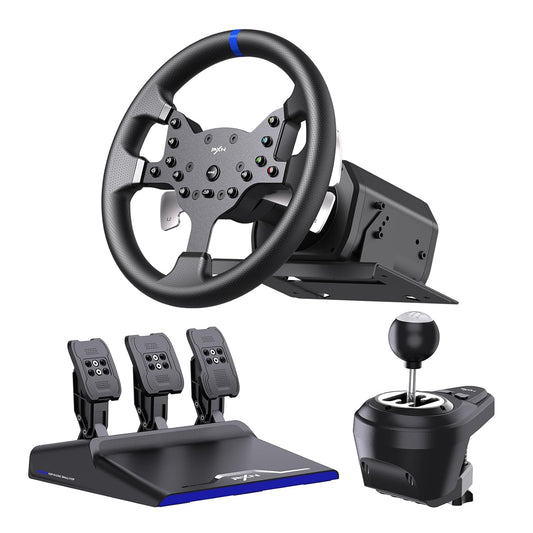 PXN V99 PC Racing Wheel, Real Force Feedback Steering Wheel with Pedals and Shifter, Detachable 270/900 Degree Race Simulator - PS5 | PS4 | PC | Xbox One | Xbox Series