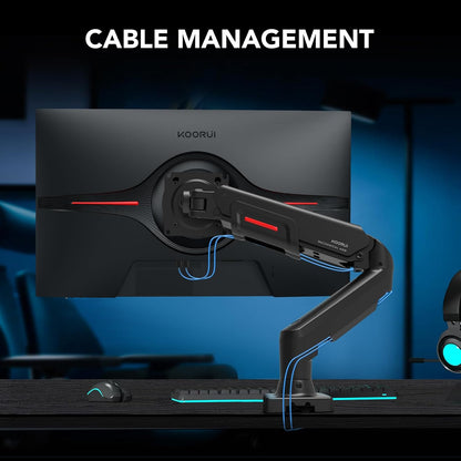 KOORUI KR20Y Monitor PC Monitor Mount for Flat and Curved Screens from 17" to 32", Ergonomic Gas Spring Arm, Height, Tilt, Swivel, Increased Load Capacity from 2 to 9kg, VESA 75&100mm