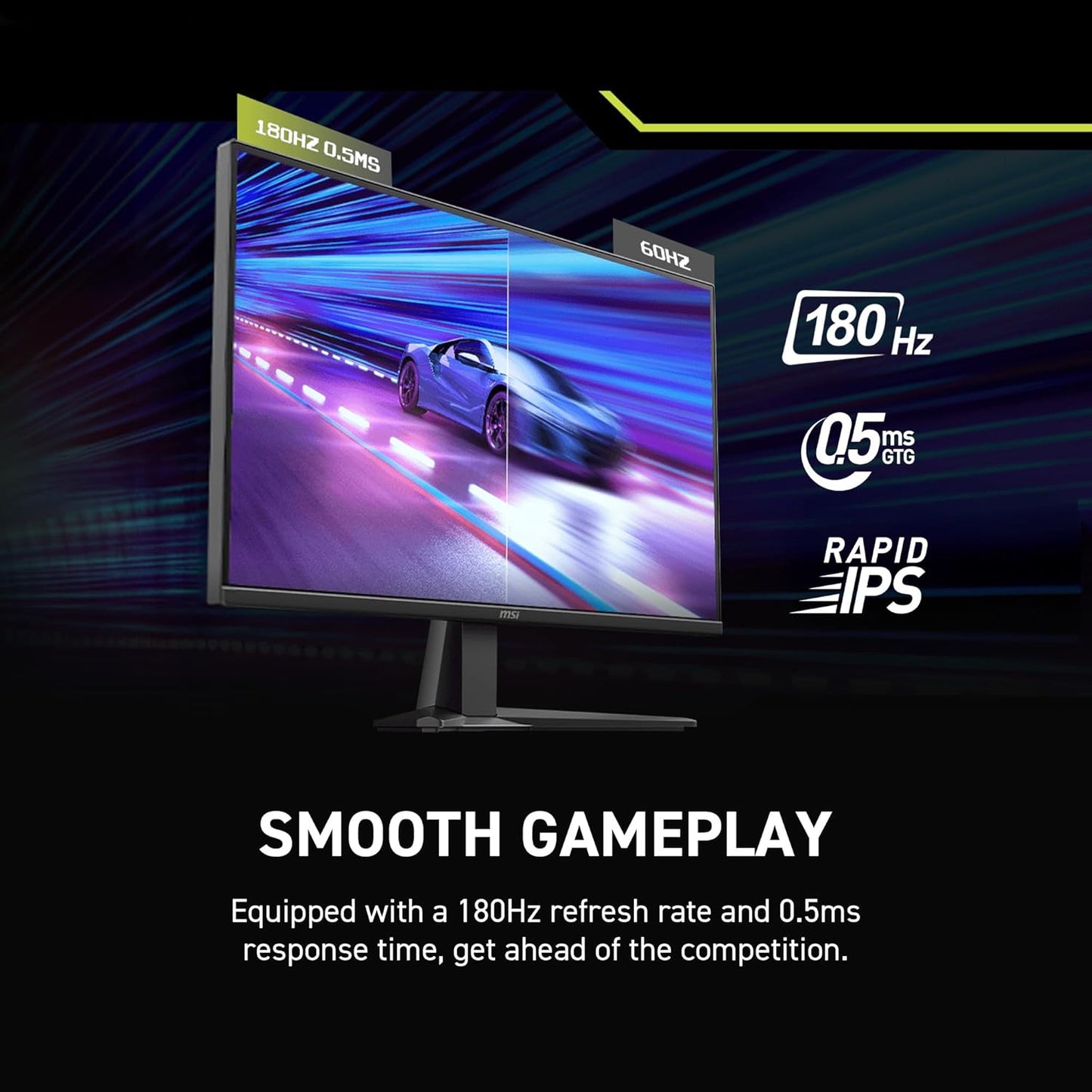 MSI MAG 275QF 27-inch 2K Gaming Monitor, 2560 x 1440 (QHD), AMD FreeSync, 0.5ms, 180Hz, HDR Ready, HDMI, DP Port, Tilt Adjustable