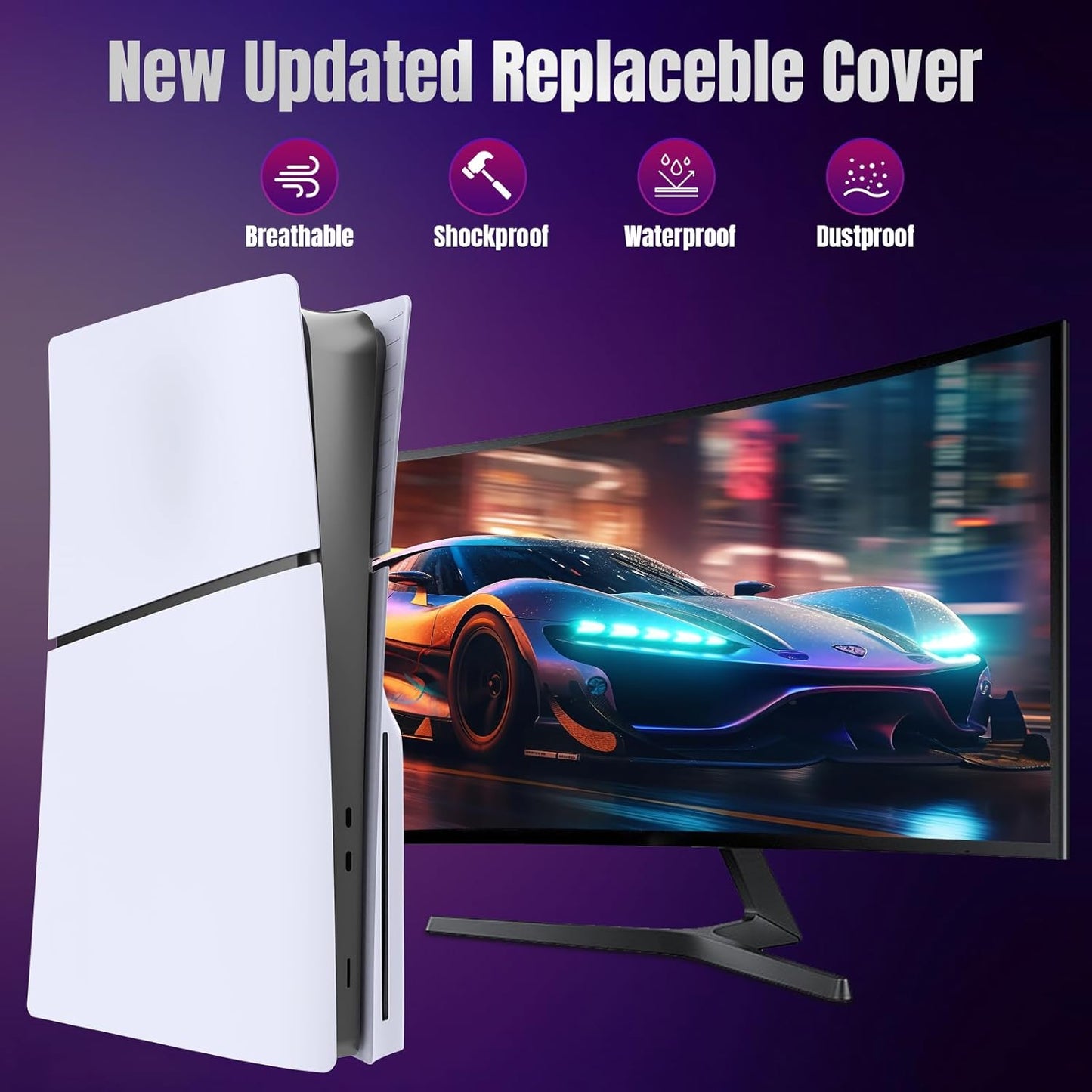 PS5 Slim Disc Edition Console Covers Face Plate Replica - White