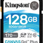 Kingston 128GB SDXC Canvas Go Plus 170MB/s Read UHS-I, C10, U3, V30 Memory Card (SDG3/128GB)